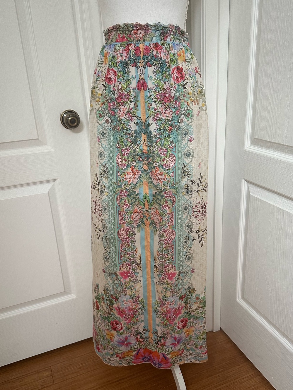 Johnny Was Gardenia Maxi Skirt 100% Silk XL EUC plus size